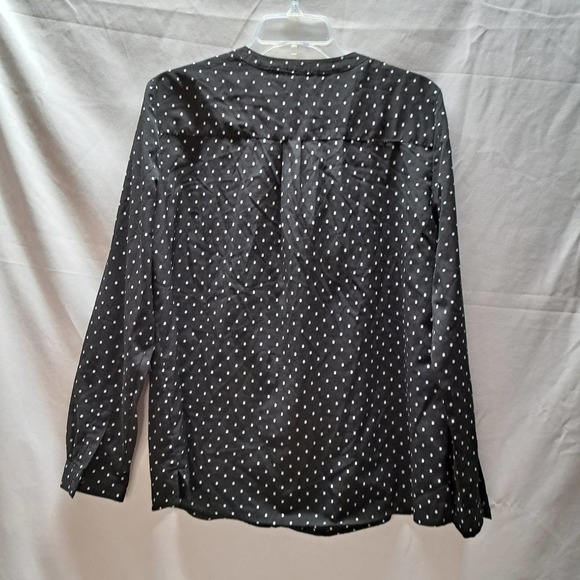 Jasmine & Juliana Black white polka dots hidden button up blouse Large - Picture 3 of 6
